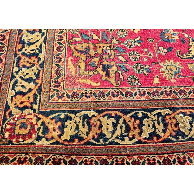 Antique Persian Khorassan Rug, Hand-Knotted Wool, Tree of Life Pattern, Crimson Red & Blue, 6x9 For Sale - Image 17 of 18