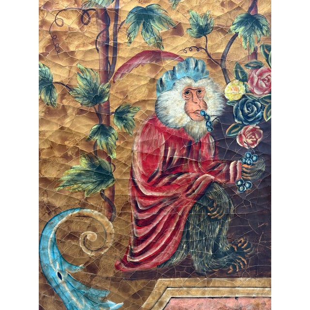 Black Chinoiserie Hand Painted Triple Panel Room Divider For Sale - Image 8 of 12