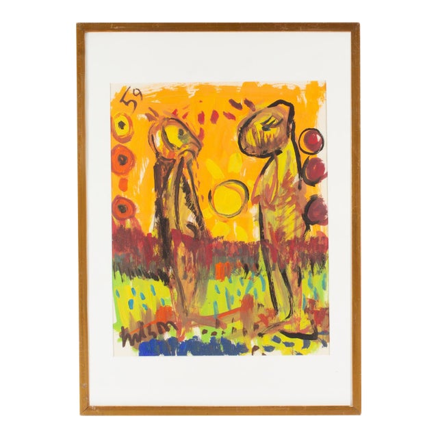 1959 Abstract Painting on Paper by Harry Hilson For Sale