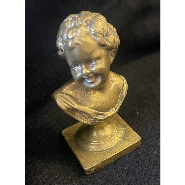 Metal 19th Century French Child Bust Sculpture For Sale - Image 7 of 9