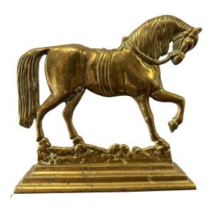 Vintage English Brass Horse Door Stop