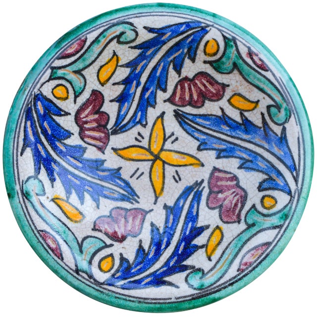 Antique Moorish Ceramic Wall Plate For Sale