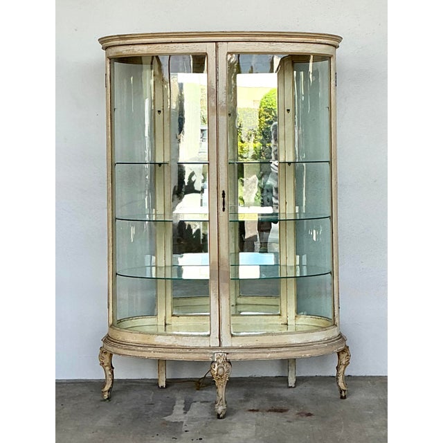 Vintage Curved Glass Display Cabinet For Sale - Image 10 of 12