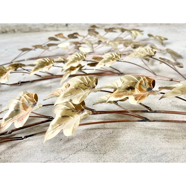 1970s 1970s Vintage Curtis Jere-Style 4 Gold Metal Leaf Wall Hanging Sculpture For Sale - Image 5 of 10