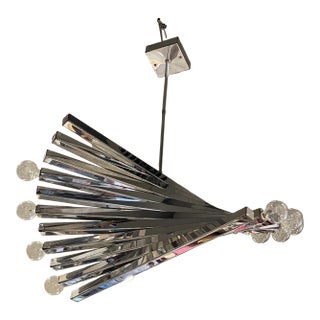 Vintage Italian Gaetano Sciolari Chrome Chandelier For Sale