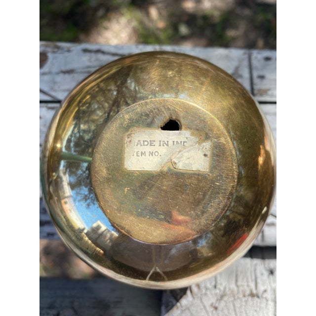 Metal Sculptural Spherical Geometric Brass Candle Holders, a Pair For Sale - Image 7 of 9