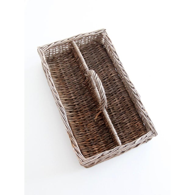 Wood Vintage Divided Wicker Gathering Basket For Sale - Image 7 of 15