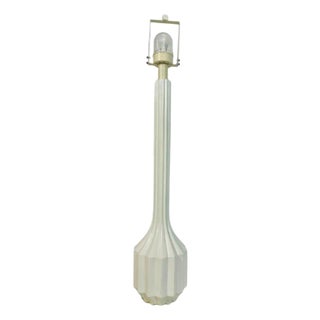 Vintage Sculptural White Floor Lamp With Fluted Column Base For Sale