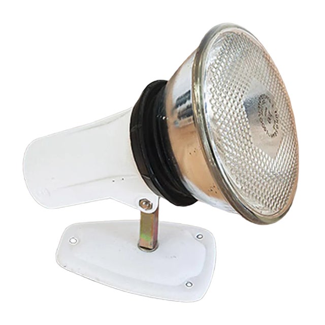 Vintage Industrial White Lacquered Metal Wall Light, 1970s For Sale