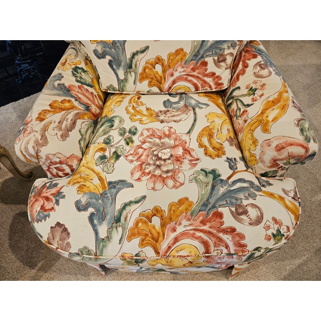 Baker Furniture Floral Print Swivel Chairs For Sale - Image 6 of 15