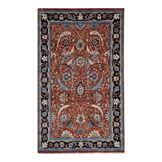 8x10 Rustic Oriental Red Traditional Floral Hand Knotted Wool Carpet Rug For Sale
