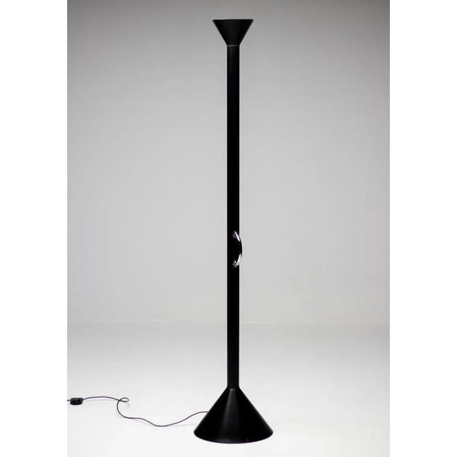 Limited Edition Callimaco floor lamp by Ettore Sottsass in black. Callimaco was designed by Ettore Sottsass for Artemide...