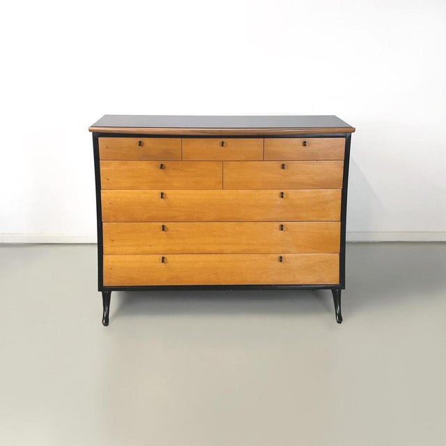 Italian modern black wood Chest of drawers by Umberto Asnago for Giorgetti, 1980s Cantilever chest of drawers with curved...