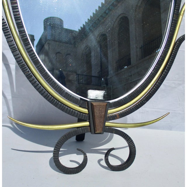 1940s Gilbert Poillerat Style Table Top Mirror For Sale - Image 5 of 9