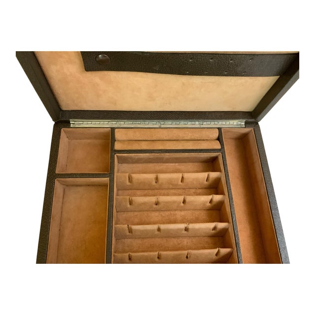 Brown Vintage Mark Cross Brown Suede and Leather Jewelry Box, Italy For Sale - Image 8 of 12