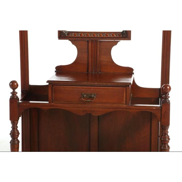 Late 19th Century Late 19th Century Edwardian Mahogany Mirrored Hall Tree / Stand For Sale - Image 5 of 9