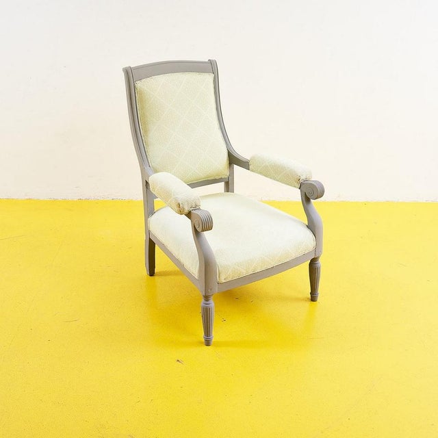 Vintage Armchair with Light Fabric For Sale - Image 11 of 11