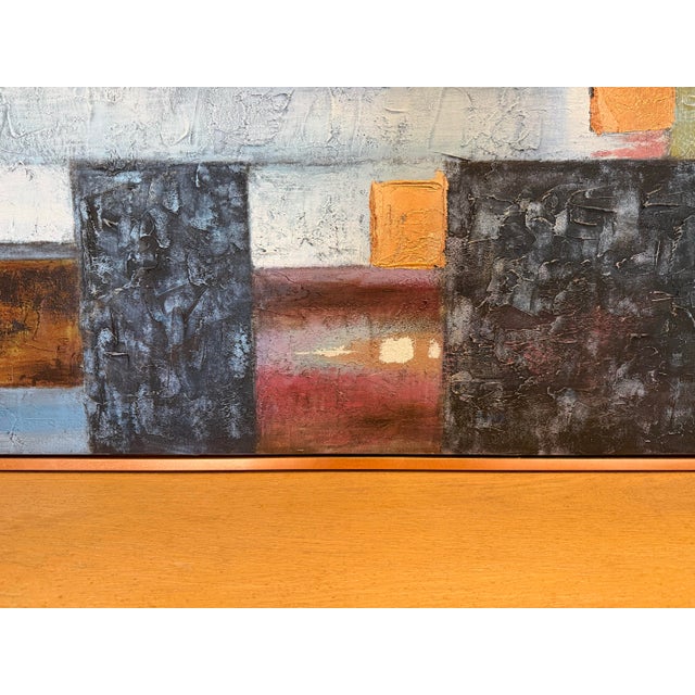 Abstract Large Geometric Abstract Painting in Charcoal, Blush & Ochre Tones For Sale - Image 3 of 6