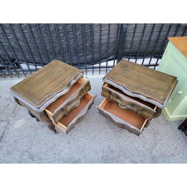1970s Two French Provincial Style Wood Bombay Nightstands. For Sale - Image 14 of 18
