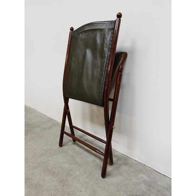 Animal Skin Vintage Leather Folding Campaign Chair by Leren Klapstoel, 1950 For Sale - Image 7 of 8