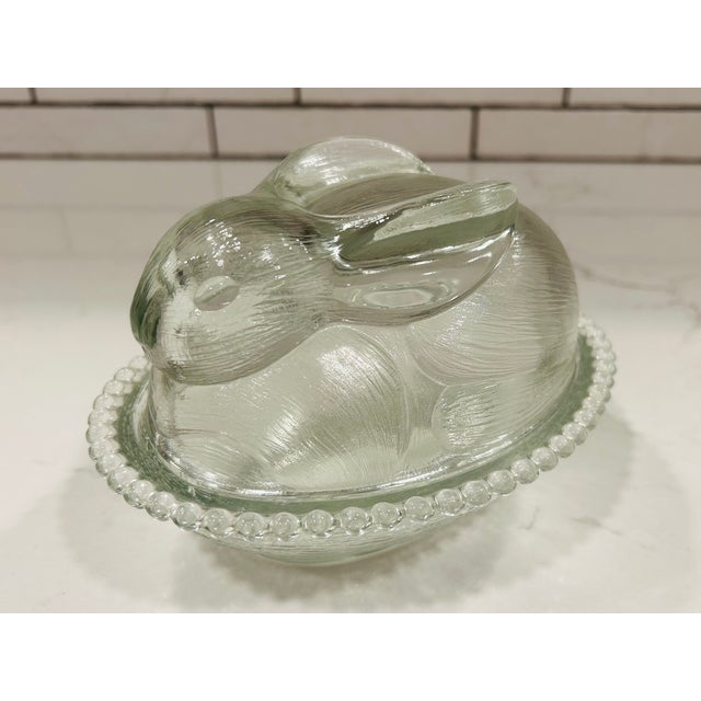 Indiana Glass Company Vintage Oval Glass Bunny Dish by Indiana Glass Company For Sale - Image 4 of 7