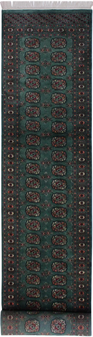 1980s Vintage Bokhara Hand-Knotted Wool Rug - 2′7″ × 11′6″