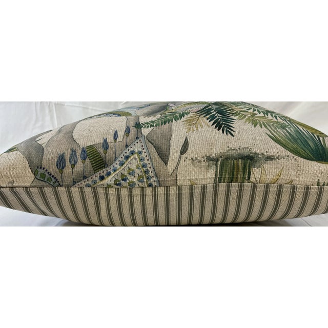 20" Square Decorative Throw Pillow With an Exotic Elephant & Palm Tree Pattern - Made in the U K For Sale - Image 10 of 12