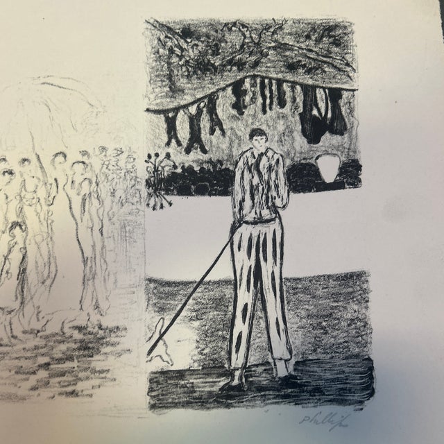 Abstract 1970’s Original Abstract Lithograph “Walking the Dog” For Sale - Image 3 of 6