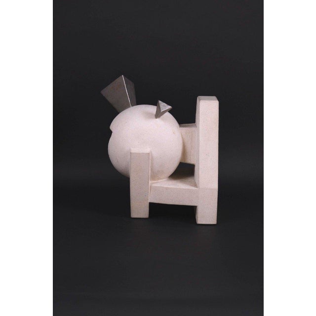 Modern Hugo Verheyen, Painful Memory Sculpture, 1980s, Limestone and Steel For Sale - Image 3 of 10