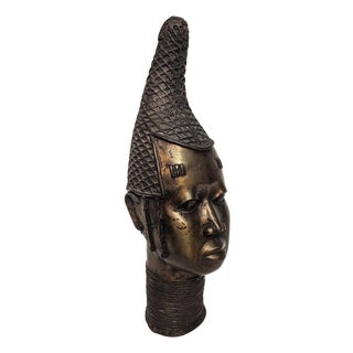 Beninese Edo Era Cast Bronze Bust For Sale