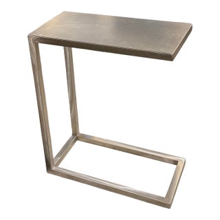 Crate & Barrel Era Stainless Steel C-Table For Sale