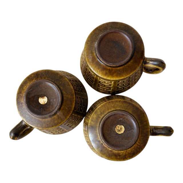 1960s Ceramano Epsilon West German Pottery Cups & Saucers by Karl Leutner – Set of 3 For Sale In Indianapolis - Image 6 of 11