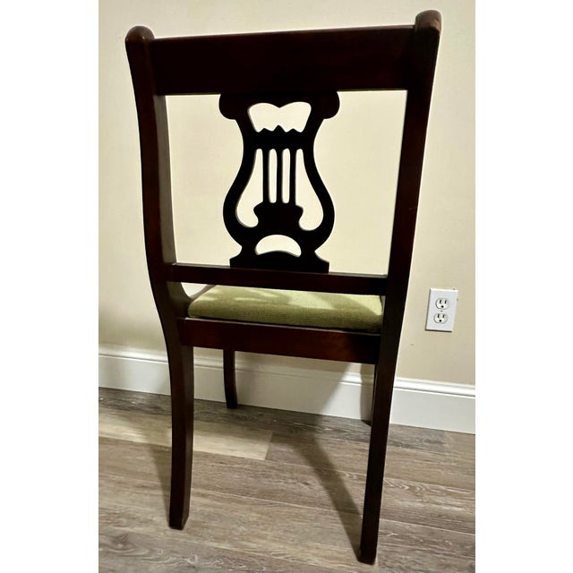 Vintage Early-Mid 20th Century Duncan Phyfe Style Mahogany Lyre/Harp Back Dining/Side Chair For Sale - Image 4 of 9