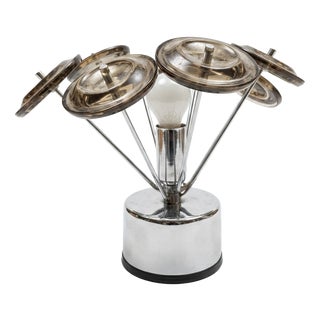 Mid-Century Chrome and Greenish-Grey Glass Bouquet Table Lamp, 1970s For Sale