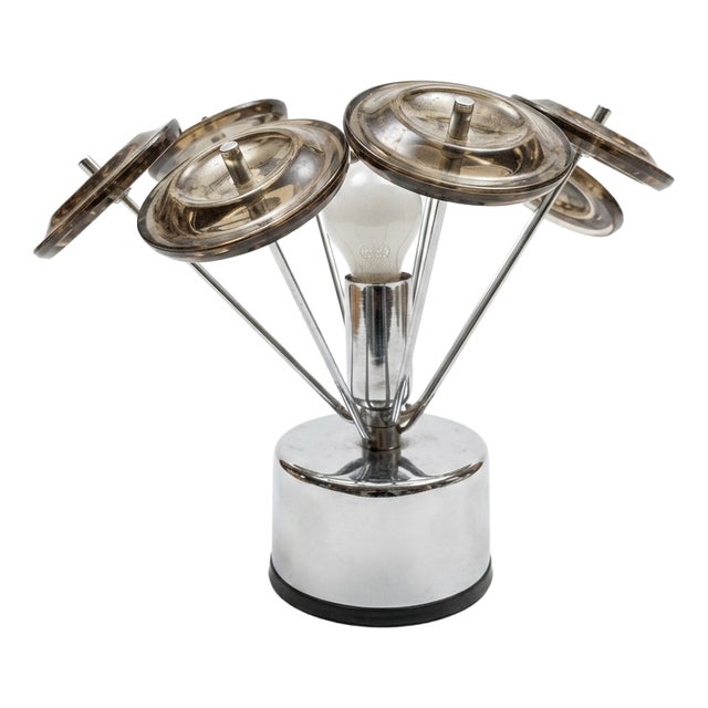 Mid-Century Chrome and Greenish-Grey Glass Bouquet Table Lamp, 1970s For Sale