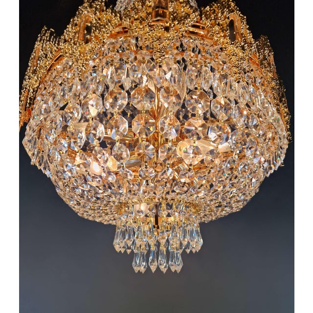 Glass Modern Gold Chandelier Crystals Empire Basket New Classic For Sale - Image 7 of 7