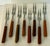 Vintage Japanese Mid-Century Stainless & Wood Cocktail Forks — Set of 9 For Sale - Image 4 of 11