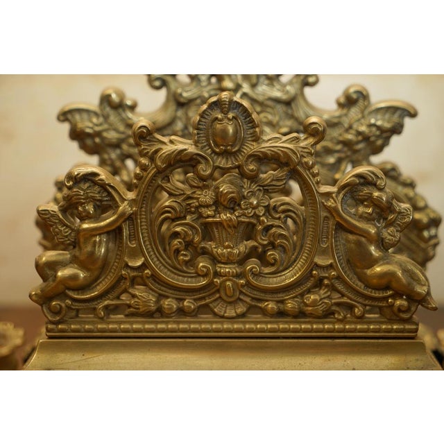 French Baroque Repousse Gilt Brass Inkwell Letter Stand with Cherubs, 1900s For Sale - Image 11 of 18