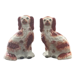 Early 20th Century Staffordshire Spaniel Dogs - a Pair