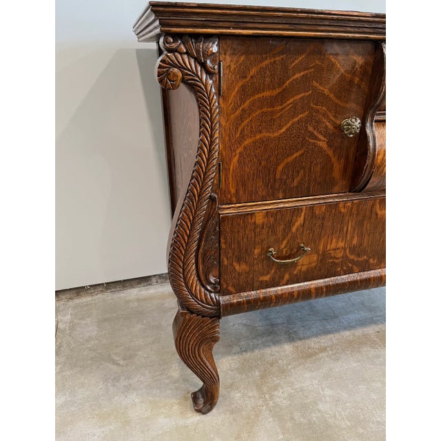 Antique Tiger Zebra Wood French Rococo Cabinet Dresser For Sale - Image 4 of 12