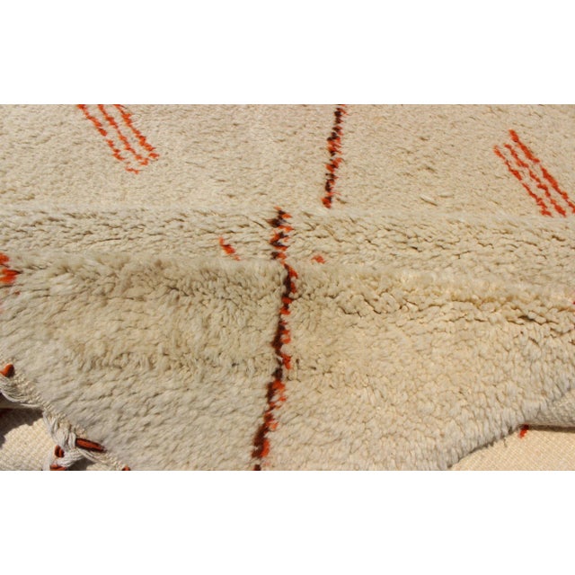 Cream Ivory Background Vintage Large Moroccan Rug With Orange/Brown Diamond Pattern 9′ × 12′ For Sale - Image 8 of 10