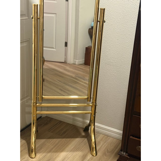 1960s Fabulous Hollywood Regency Brass Floor Mirror For Sale - Image 9 of 15