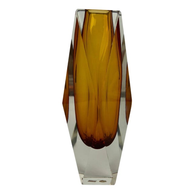 Yellow Art Glass Vase by Flavio Poli for Murano, 1950s For Sale
