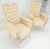 Pair Rococò Louis XVI Style Tufted Pierce Carved Backs Off White Fireside Chairs For Sale - Image 11 of 12