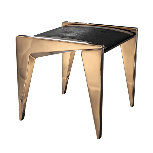 "Arcadia" Chair With Bronze and Tailor Made Leather For Sale - Image 4 of 11