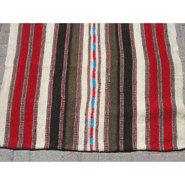 White Vintage Turkish Handmade Wool Kilim Area Rug For Sale - Image 8 of 10