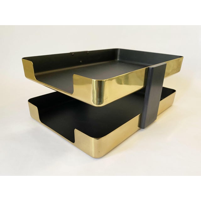 2Tiered Vintage Mirror Brass Letter Tray by Smith Metal Arts and