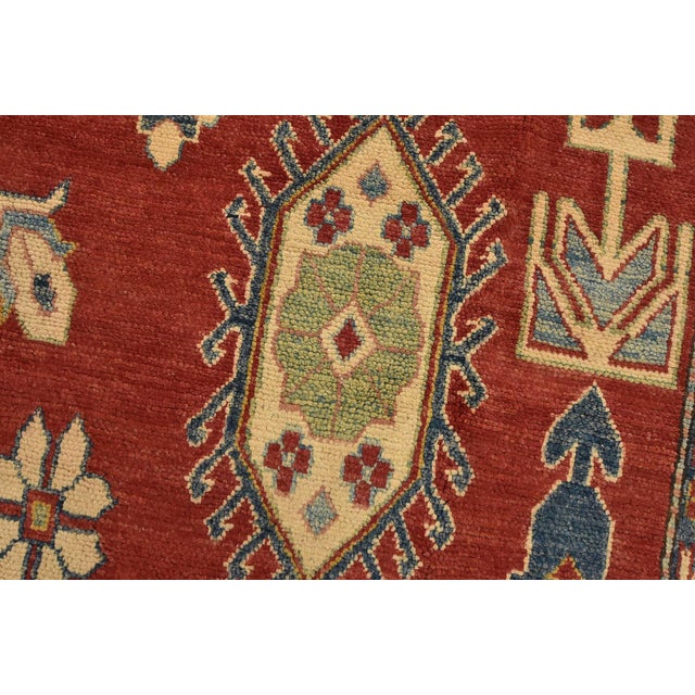 Kazak Rug 9’3” X 13’8” Red Wool Tribal Hand-Knotted Oriental Carpet For Sale - Image 4 of 14