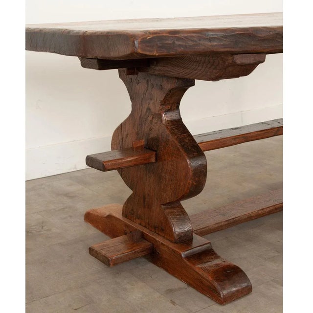 Wood French 19th Century Oak Trestle Table For Sale - Image 7 of 12