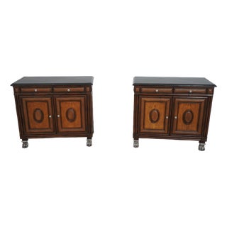 Pair of Thomasville Ernest Hemingway Rattan & Stone Cabinets For Sale